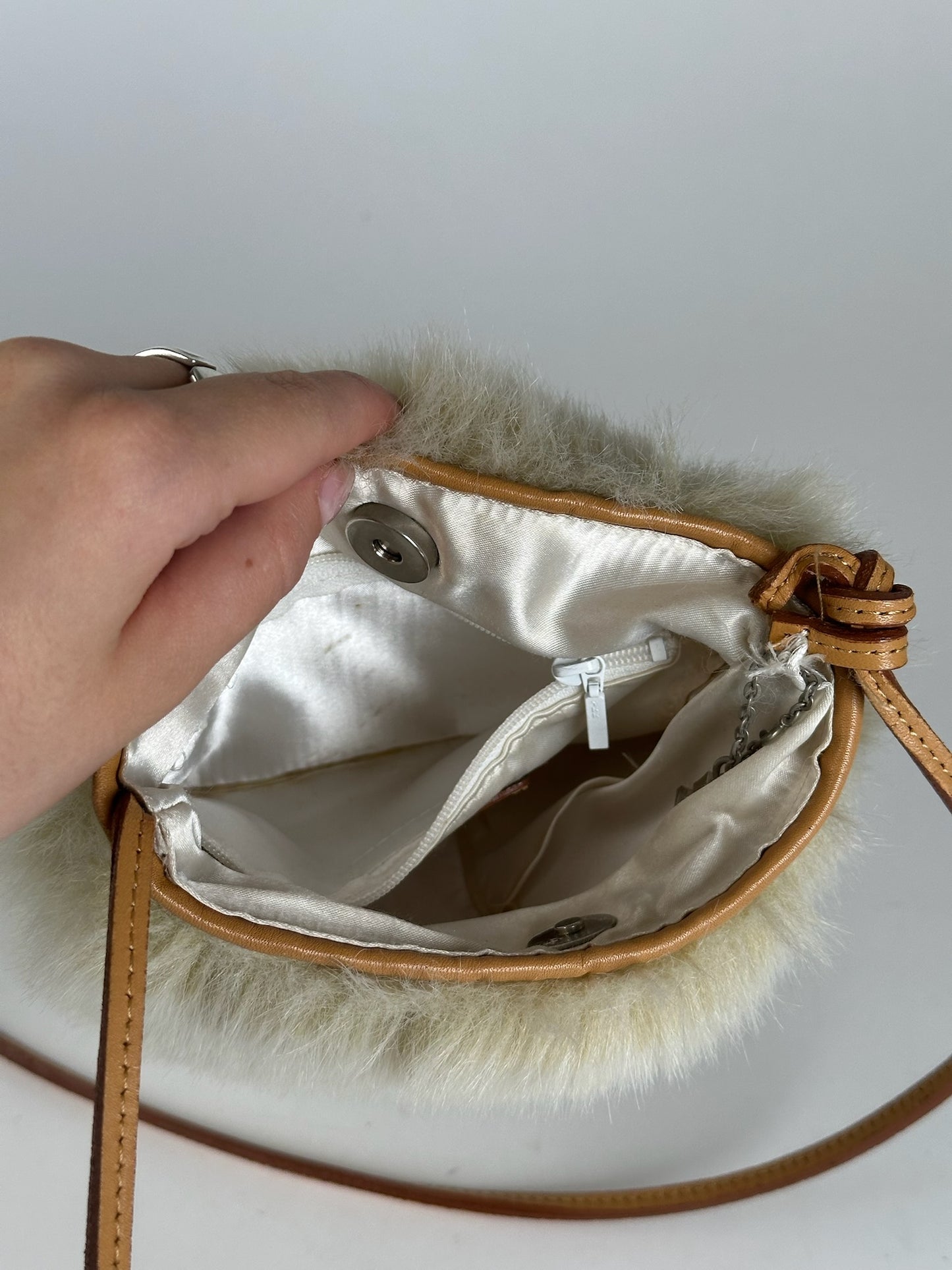 Vintage Courreges Fur Bag White