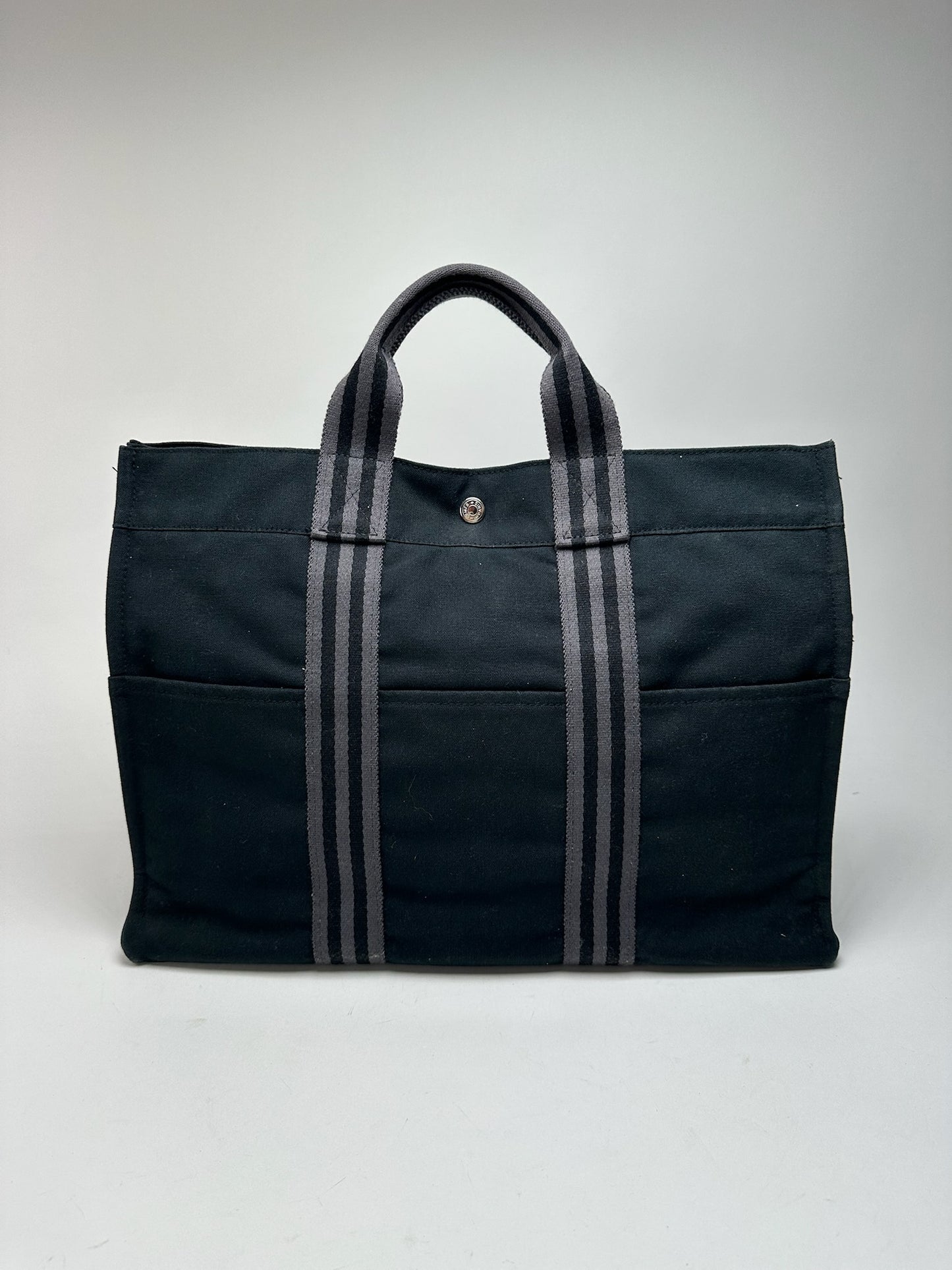 Vintage Hermes canvas Shopper black