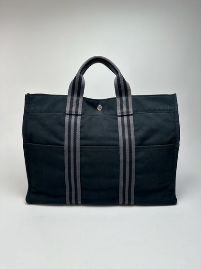 Vintage Hermes canvas Shopper black