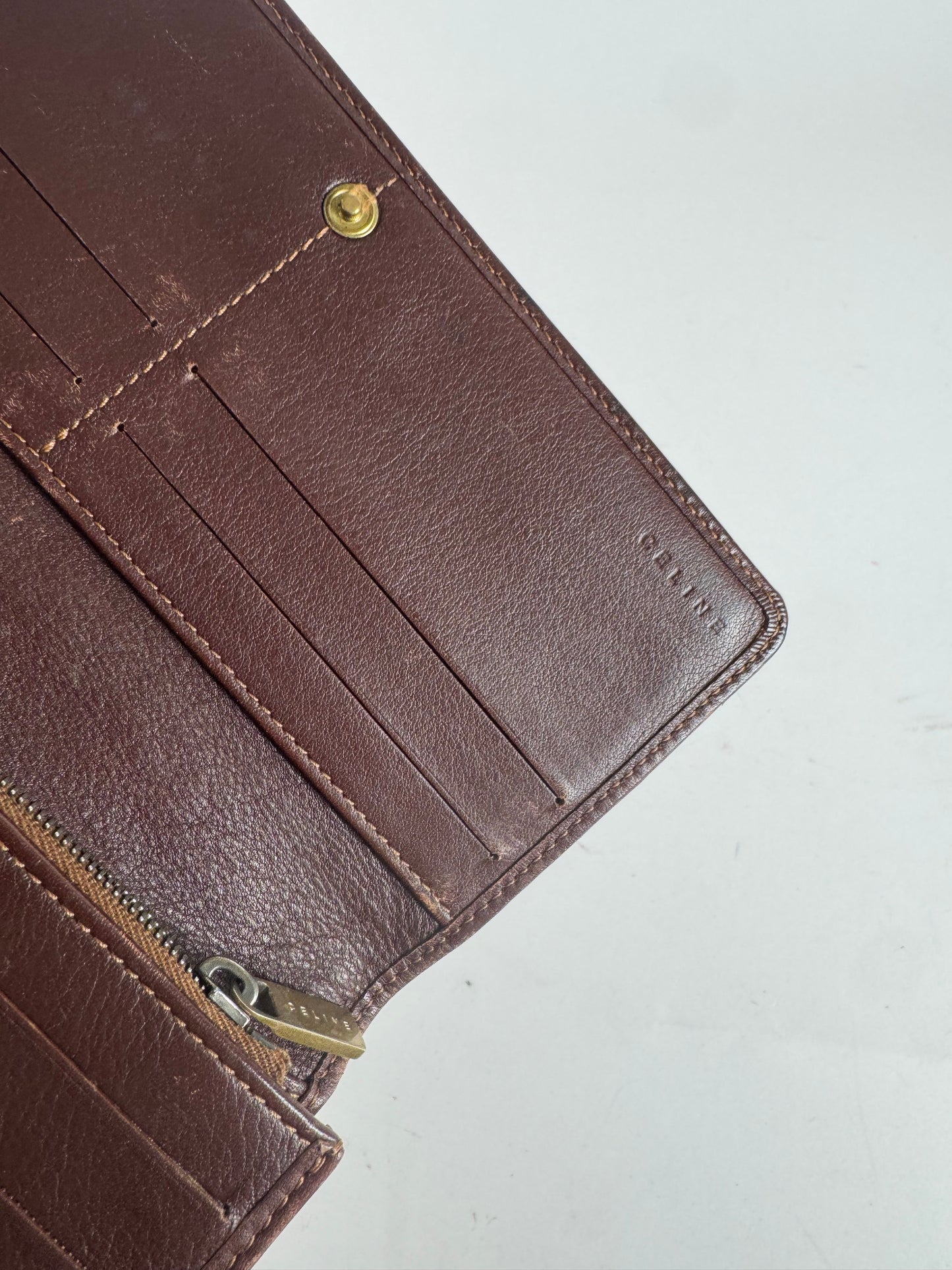 Vintage Celine Paris Monogram Denim Leather wallet