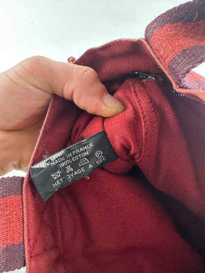 Vintage Hermès Cotton Canvas Tote Bag Red Burgundy