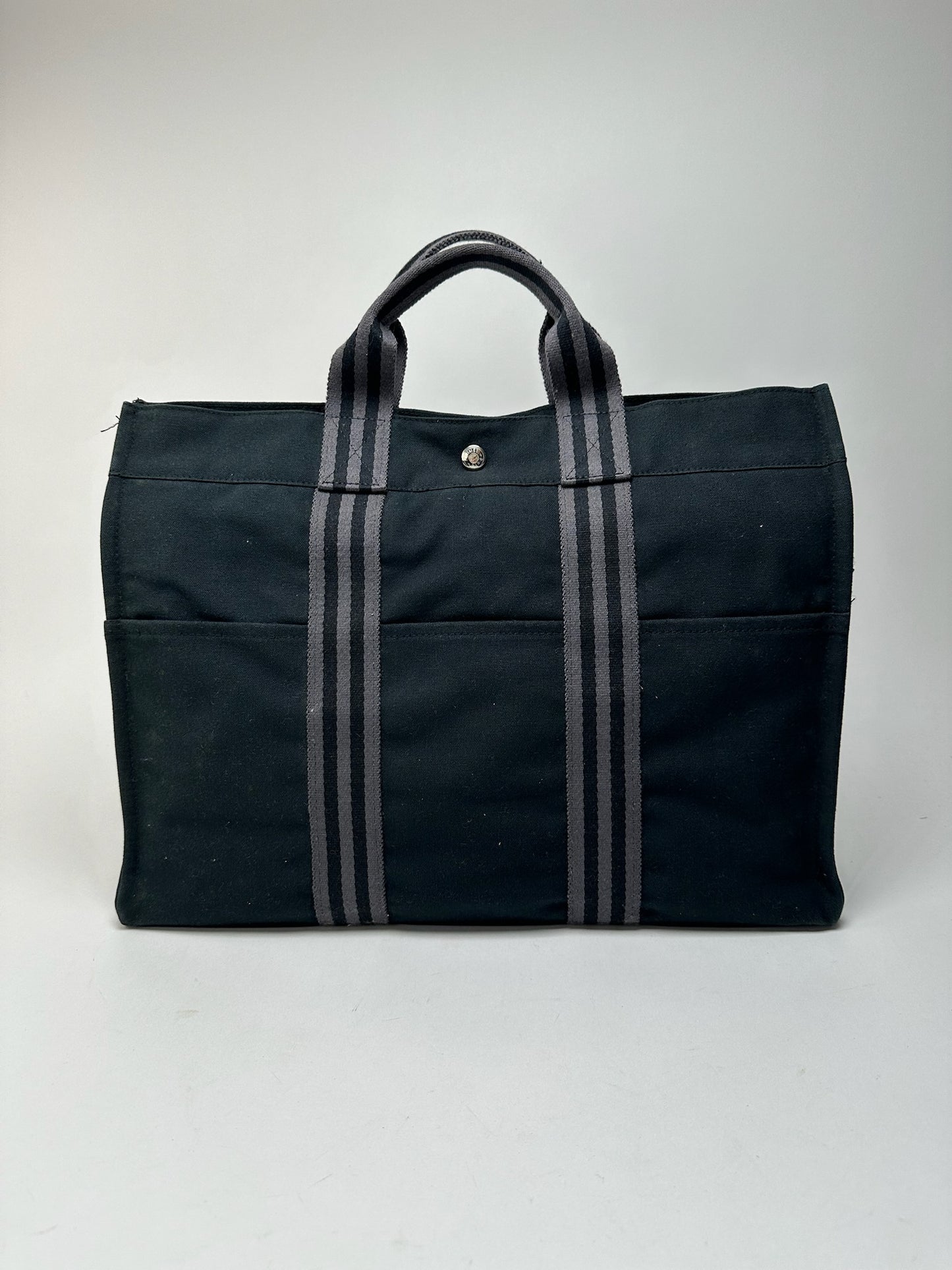 Vintage Hermes canvas Shopper black