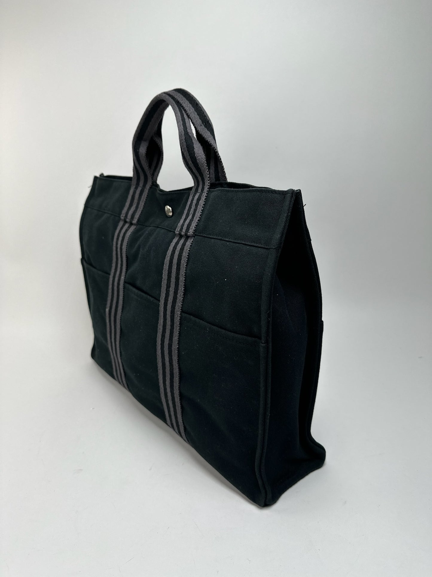 Vintage Hermes canvas Shopper black
