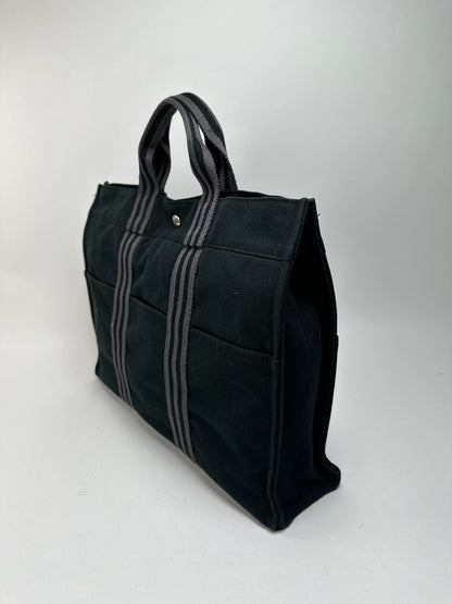 Vintage Hermes canvas Shopper black