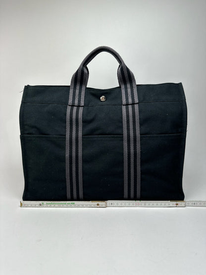 Vintage Hermes canvas Shopper black