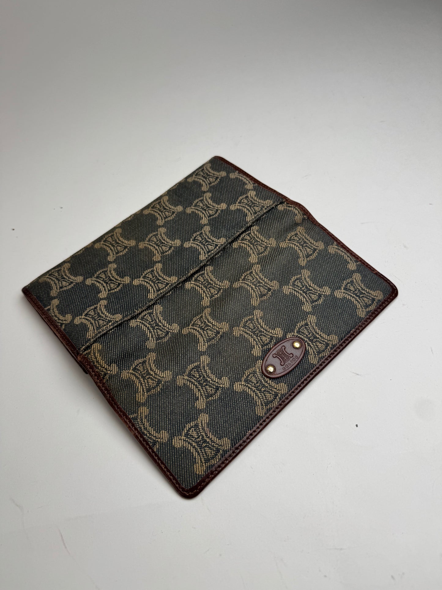 Vintage Celine Paris Monogram Denim Leather wallet