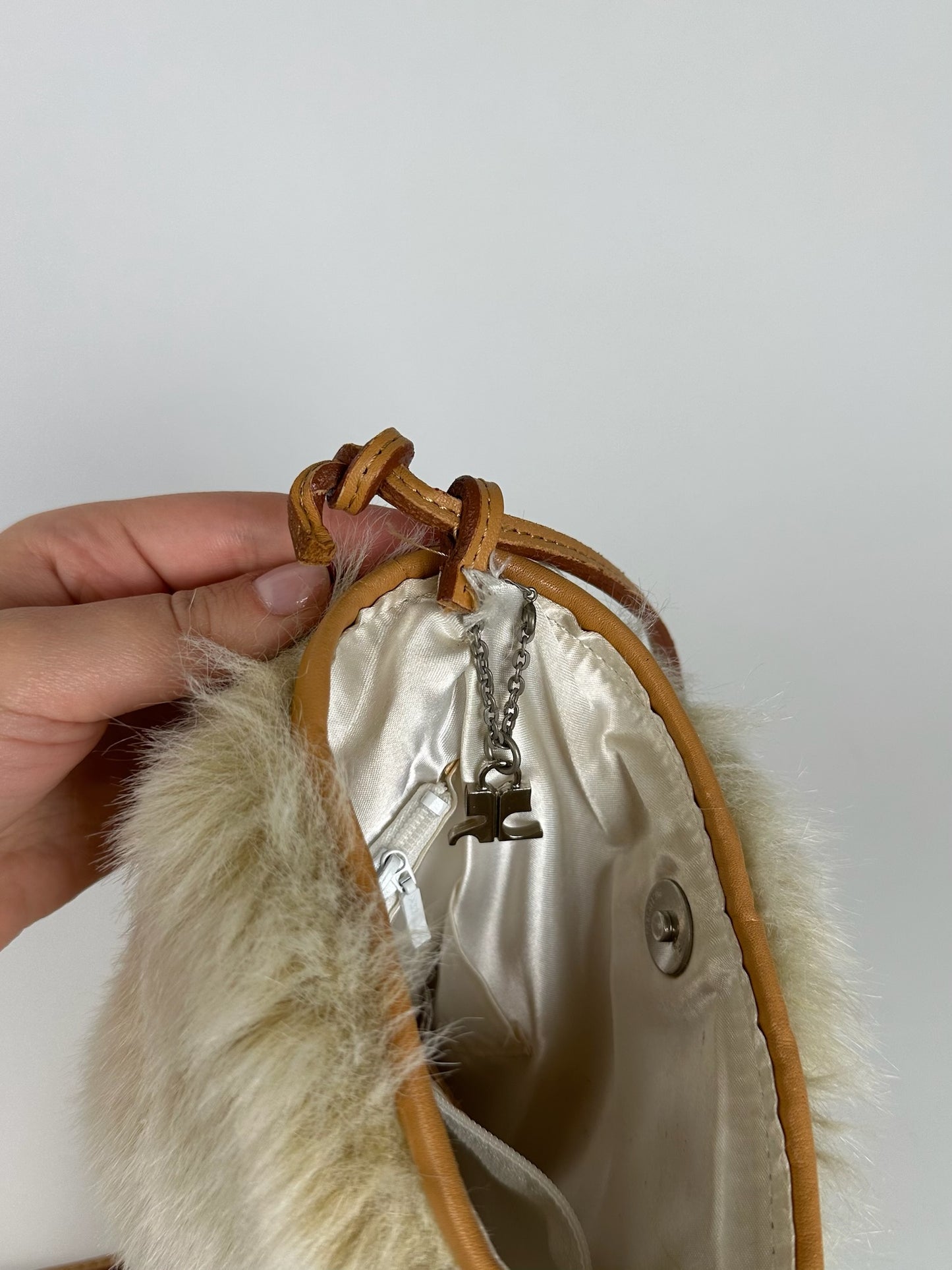 Vintage Courreges Fur Bag White