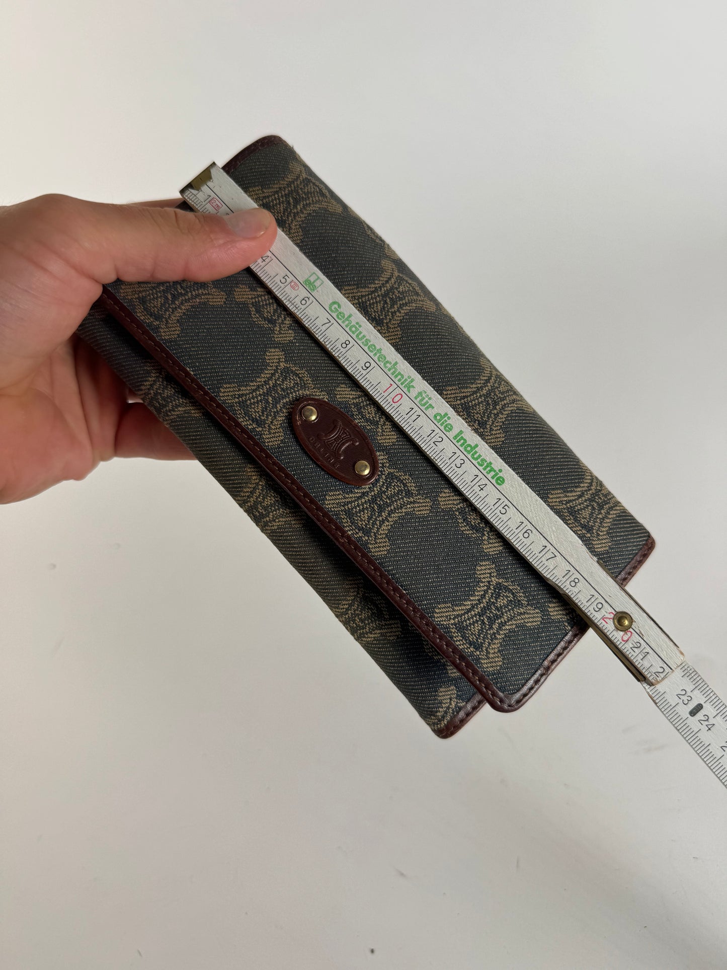 Vintage Celine Paris Monogram Denim Leather wallet