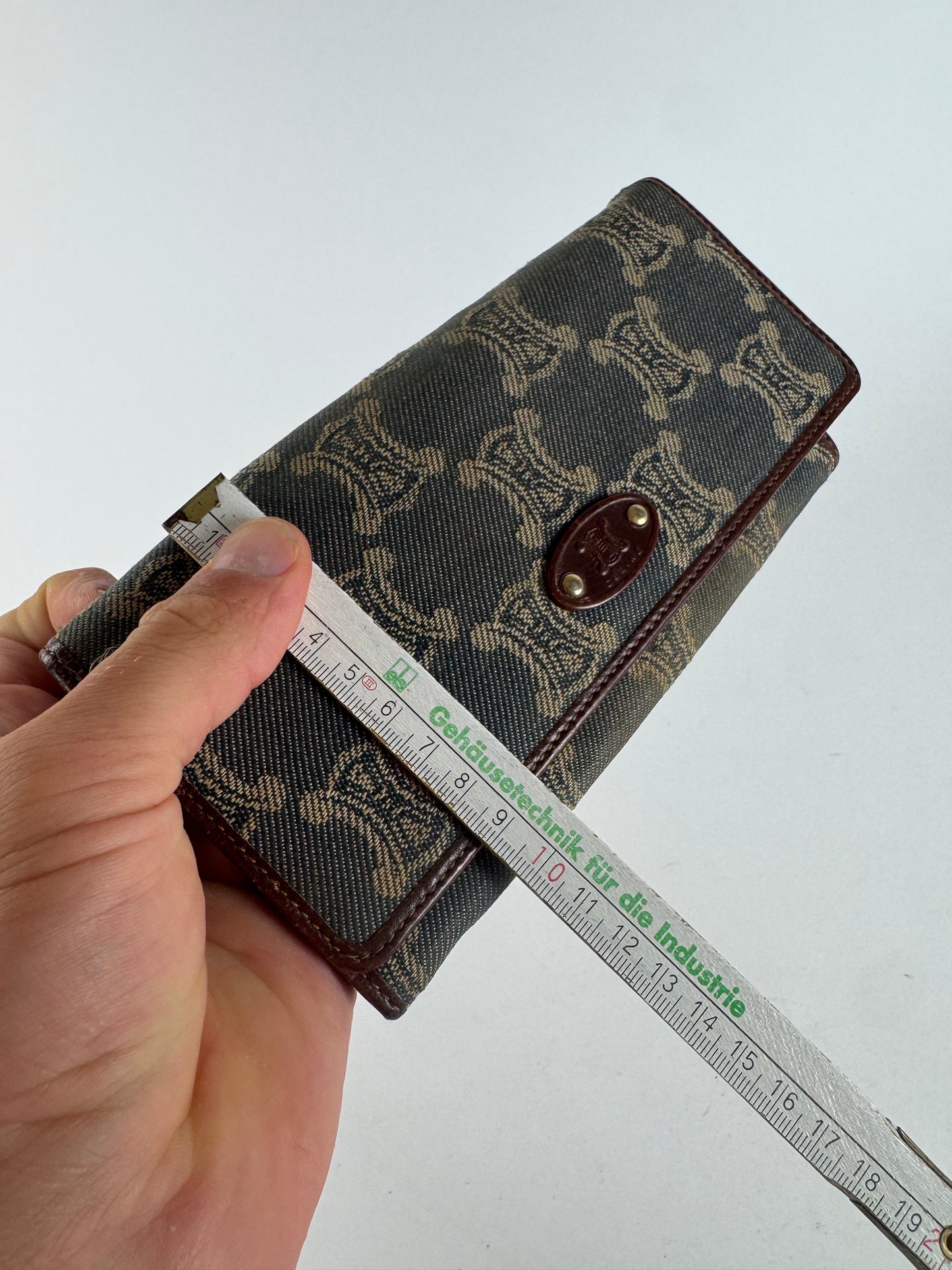 Vintage Celine Paris Monogram Denim Leather wallet