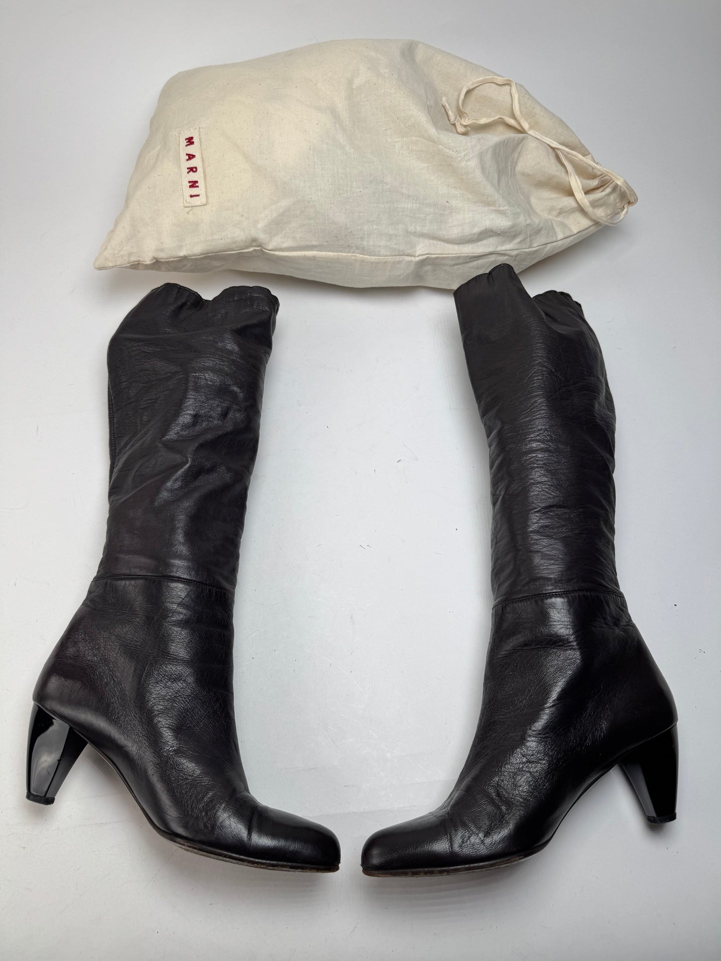 Vintage Marni Leather Heeled Boots Brown EU38