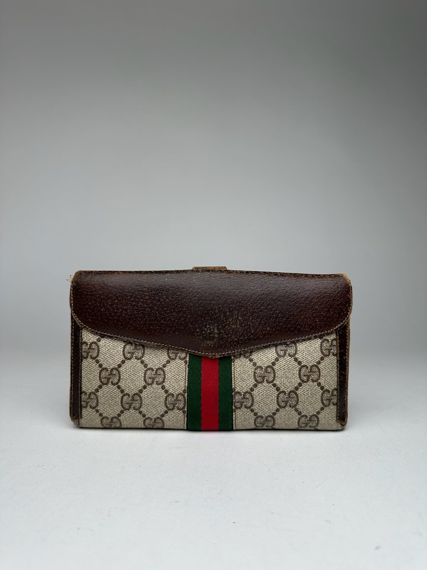 Vintage Gucci Ophida Leather Wallet Gray Brown