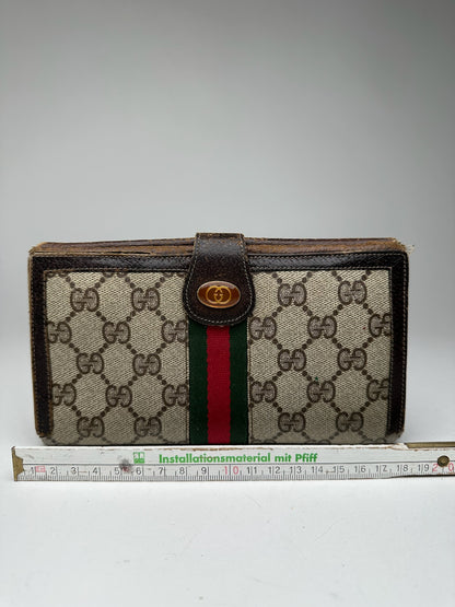 Vintage Gucci Ophida Leather Wallet Gray Brown