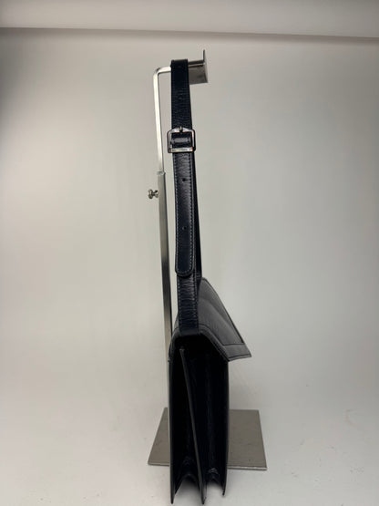 Sac vintage Yves Saint Laurent en cuir gaufré serpent bleu marine