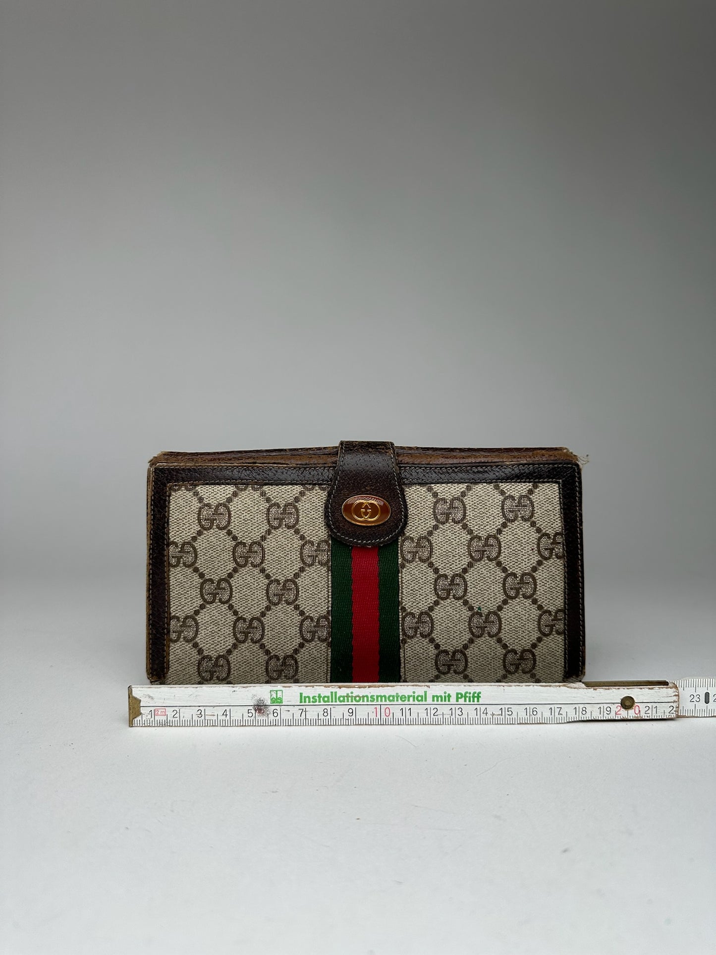 Vintage Gucci Ophida Leather Wallet Gray Brown