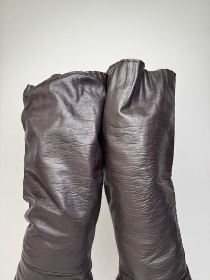 Vintage Marni Leather Heeled Boots Brown EU38