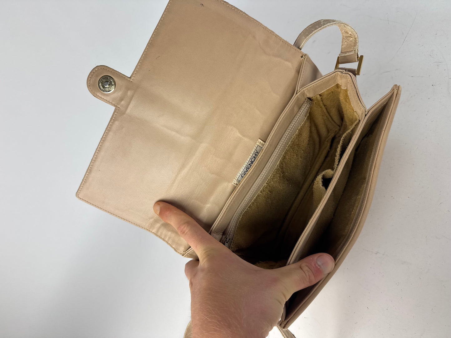 Vintage Givenchy Crossbody Leather bag beige