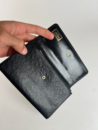 Vintage Gianni Versace Ostrich leather wallet black
