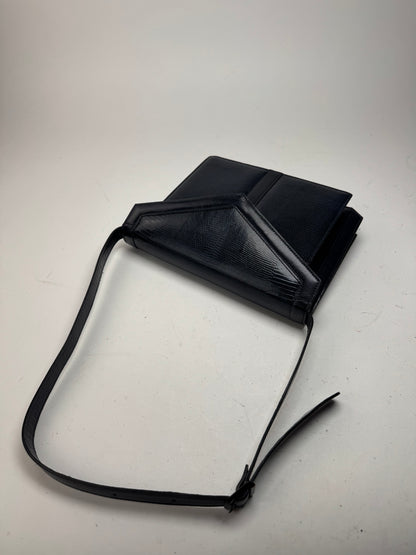 Sac vintage Yves Saint Laurent en cuir gaufré serpent bleu marine