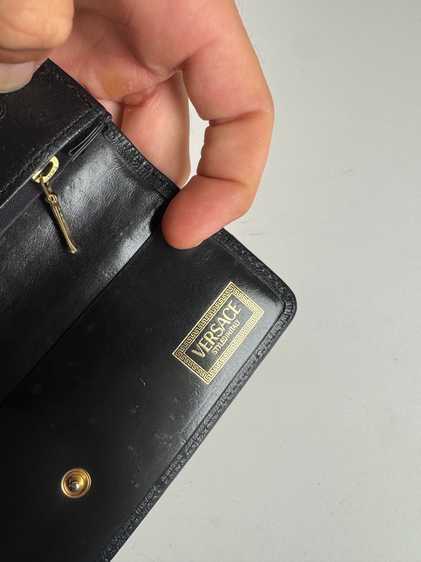 Vintage Gianni Versace Ostrich leather wallet black