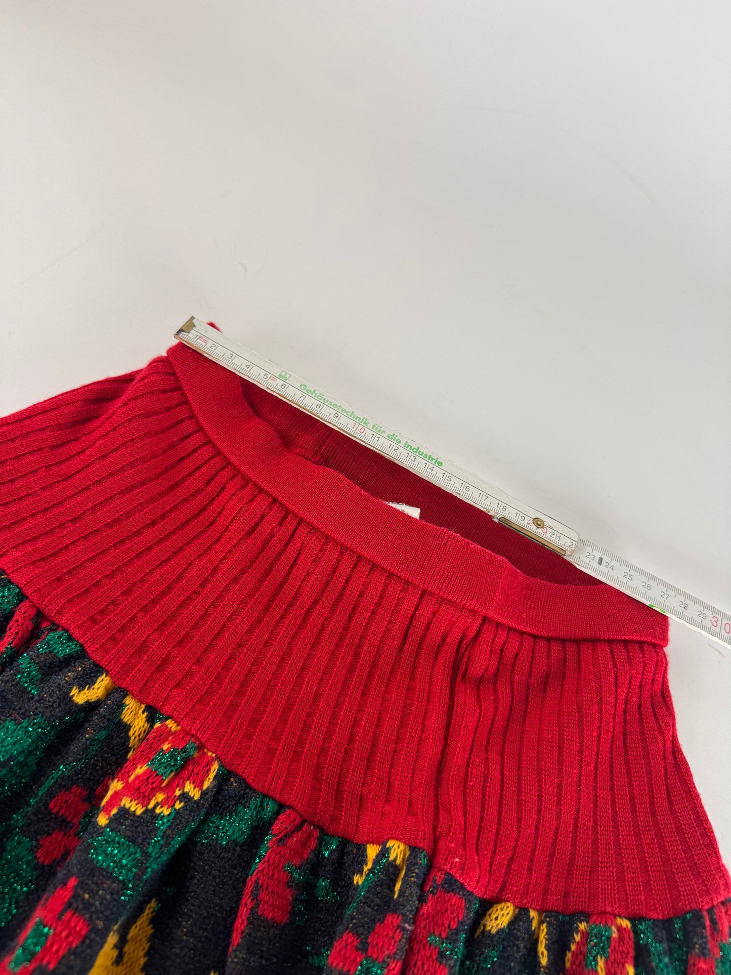 Vintage Yves Saint Laurent Wool Floral Skirt Red Green Yellow XS/S