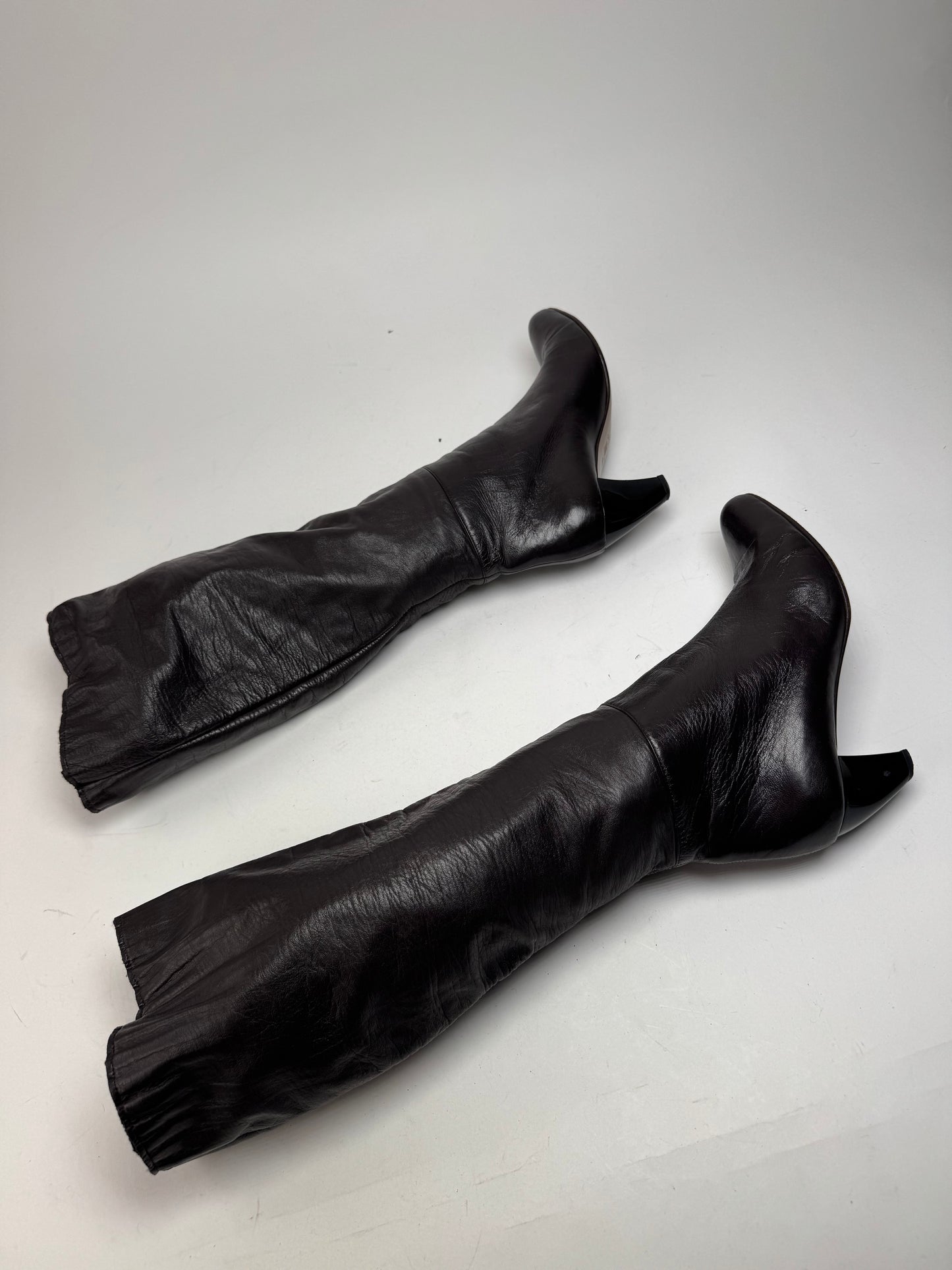 Vintage Marni Leather Heeled Boots Brown EU38