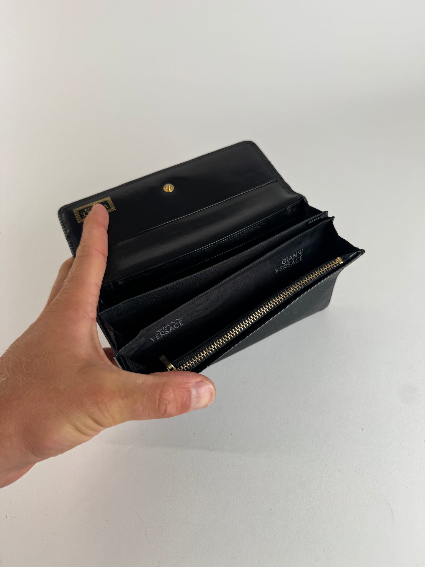 Vintage Gianni Versace Ostrich leather wallet black