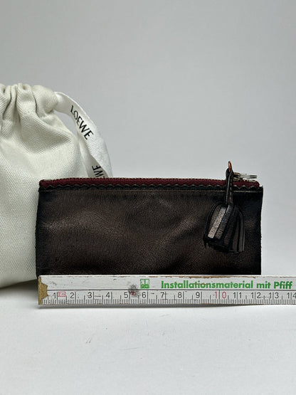 Vintage Loewe leather card holder gray brown