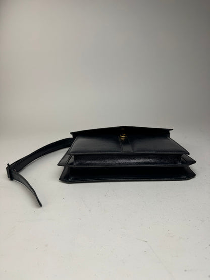 Sac vintage Yves Saint Laurent en cuir gaufré serpent bleu marine