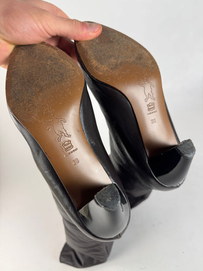 Vintage Marni Leather Heeled Boots Brown EU38