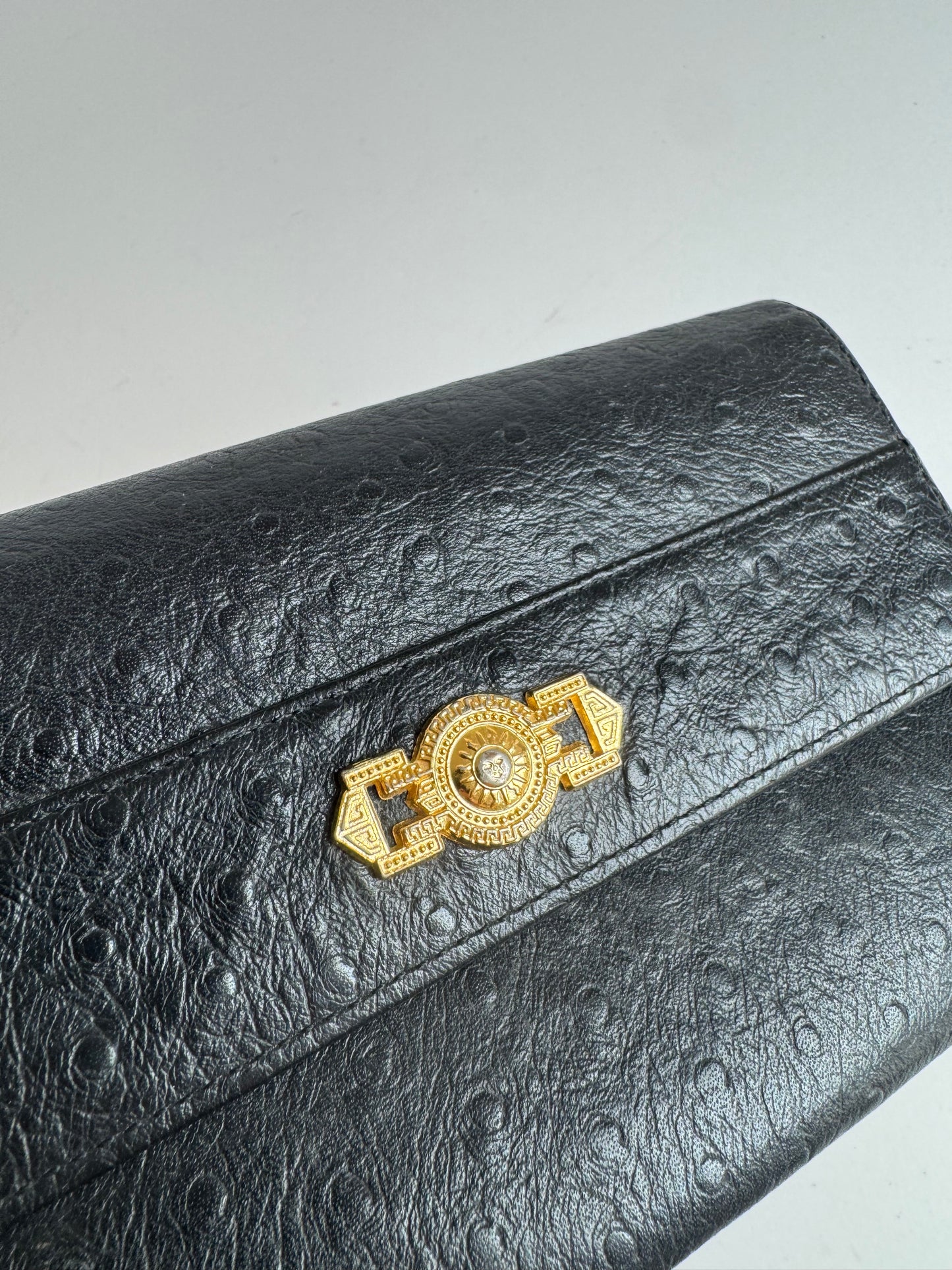 Vintage Gianni Versace Ostrich leather wallet black