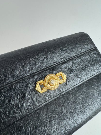 Vintage Gianni Versace Ostrich leather wallet black