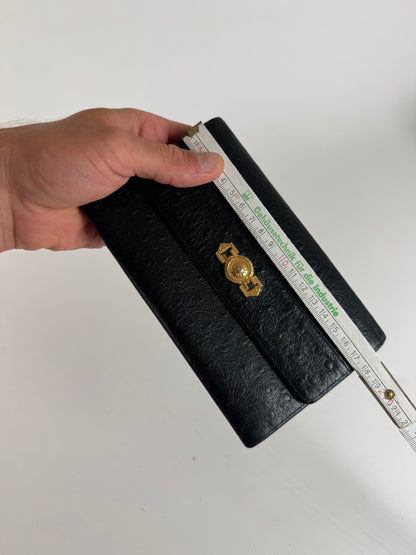 Vintage Gianni Versace Ostrich leather wallet black