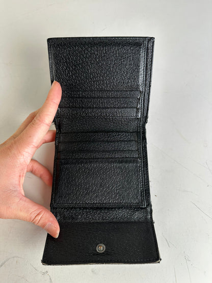 Vintage Gucci GG Canvas Wallet Black Silver