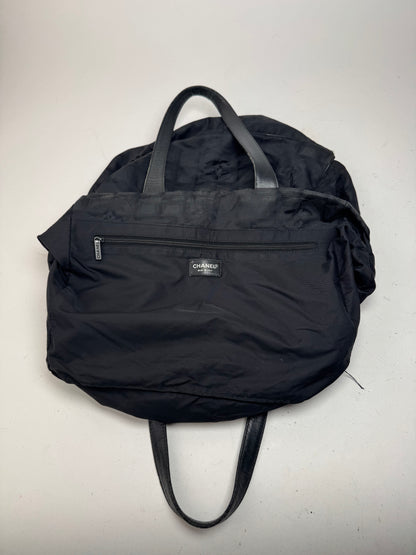 Sac cabas vintage en cuir et toile monogramme Chanel noir