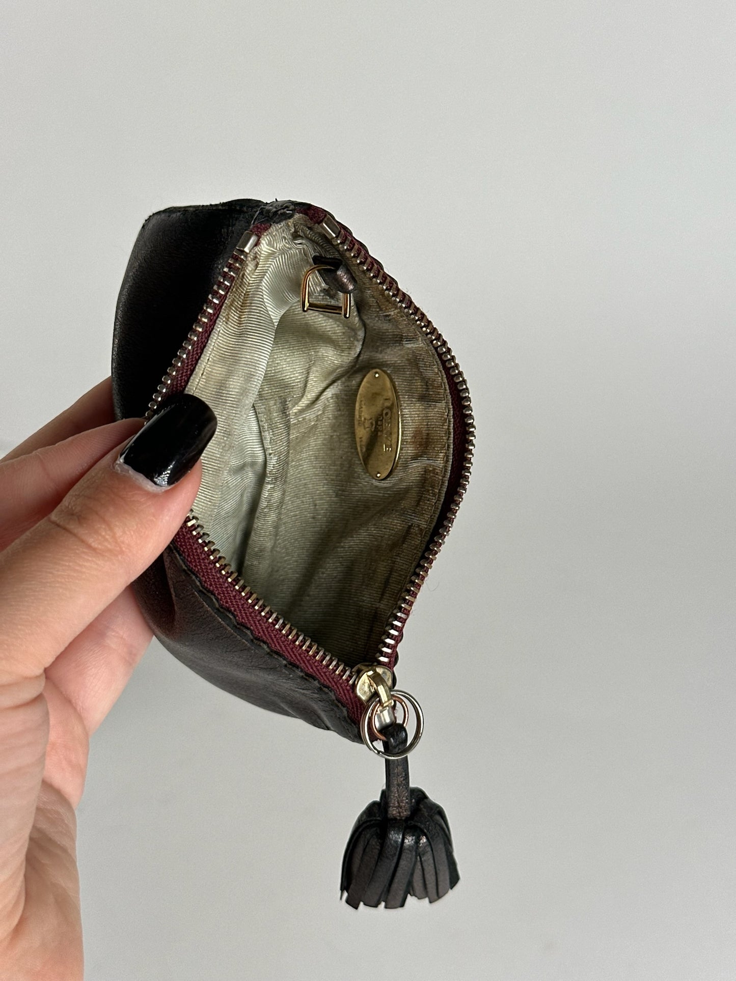 Vintage Loewe leather card holder gray brown