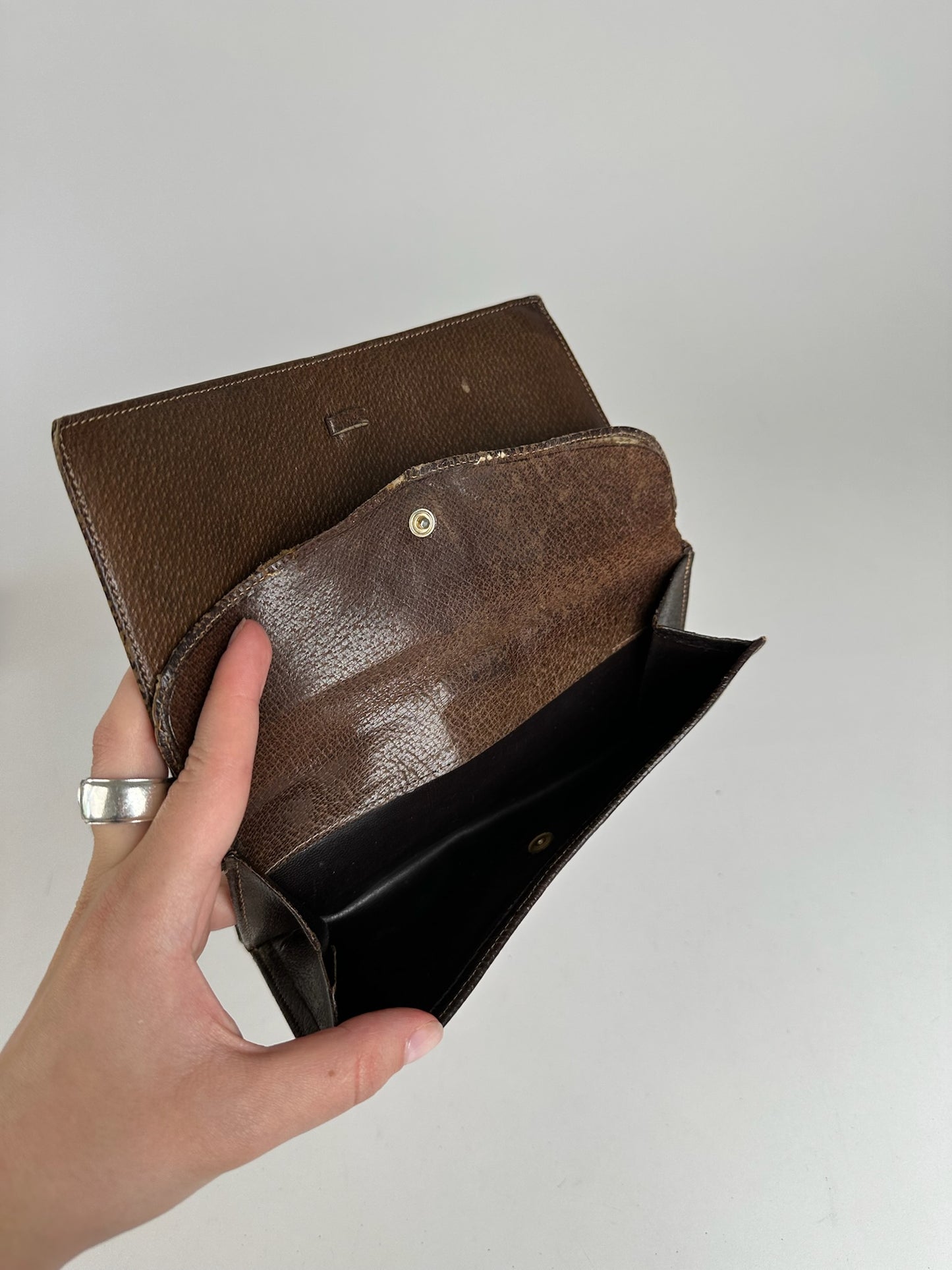 Vintage Gucci Ophida Leather Wallet Gray Brown