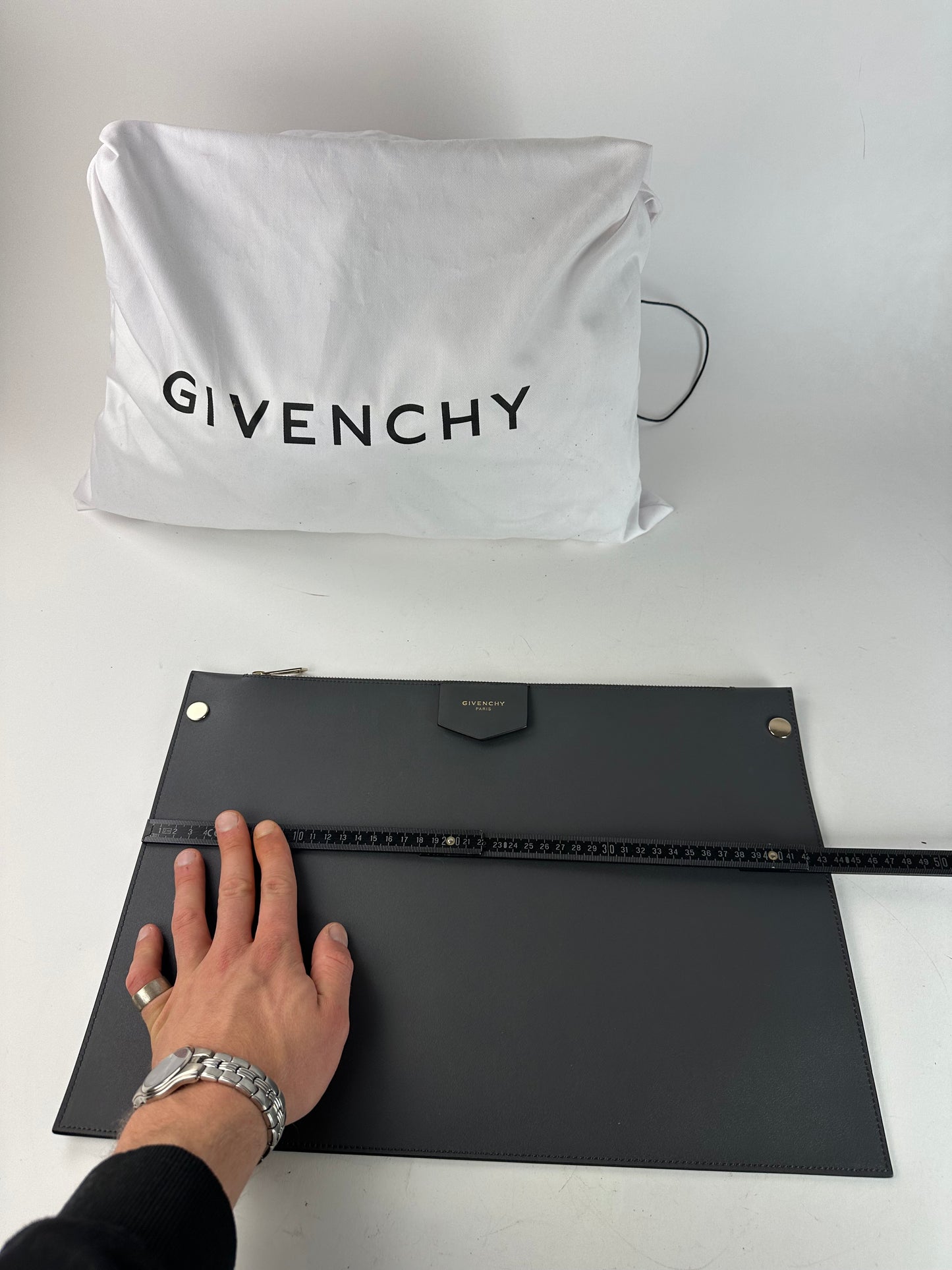 Vintage Givenchy Antigona Leather Clutch Anthracite