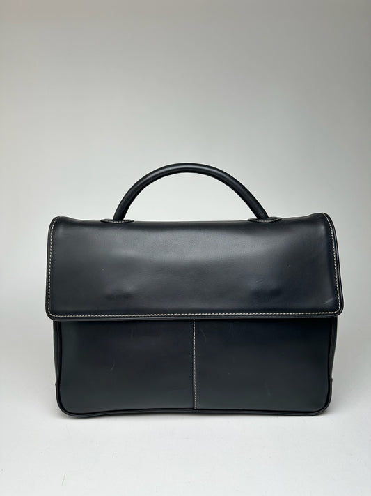 Vintage Issey Miyake Leather Briefcase black