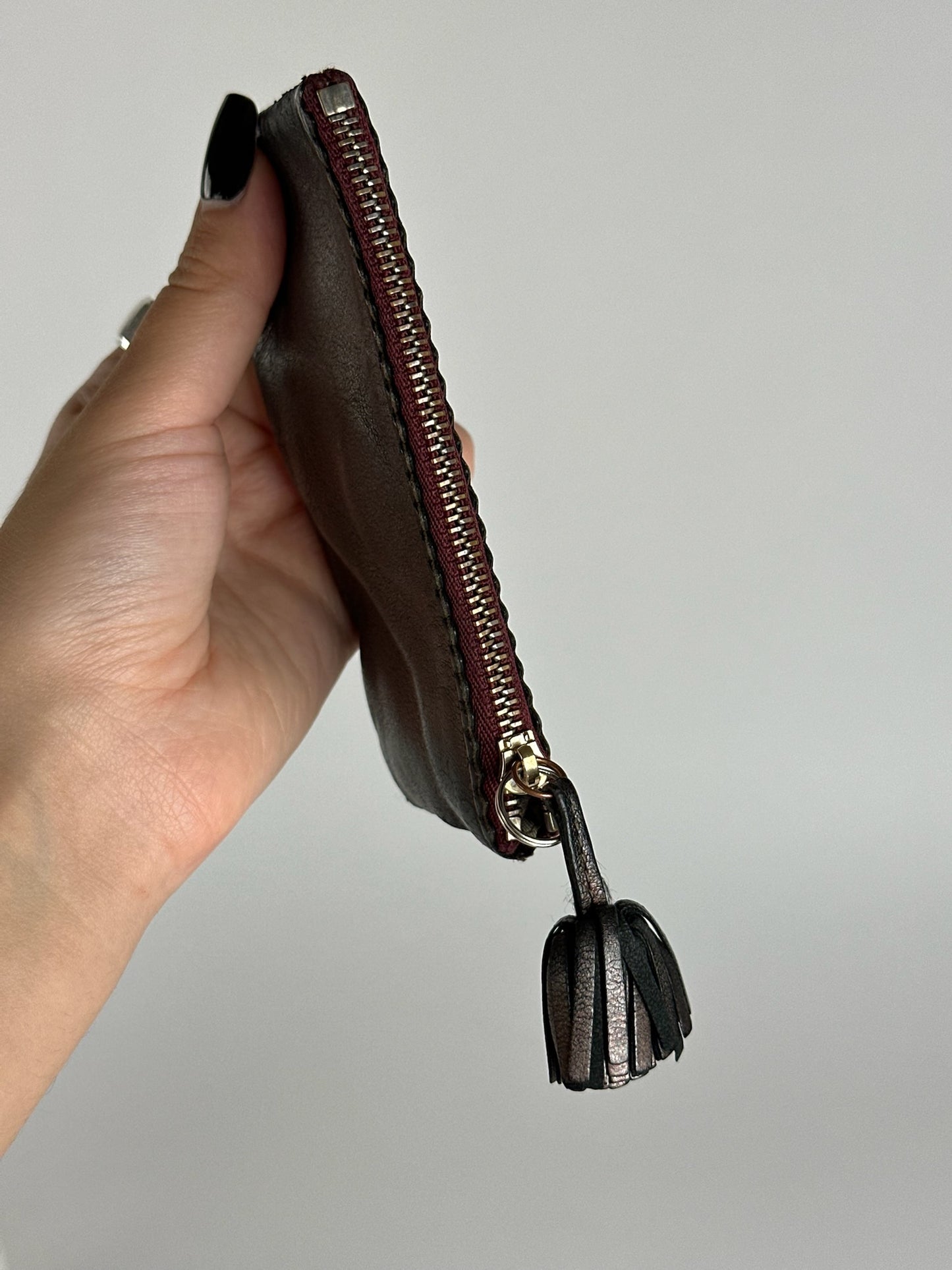 Vintage Loewe leather card holder gray brown