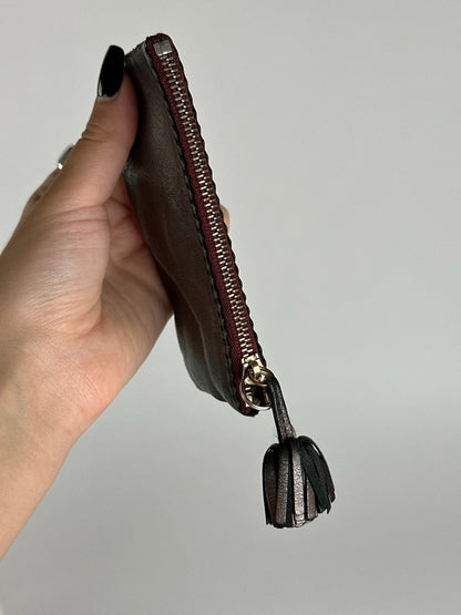 Vintage Loewe leather card holder gray brown