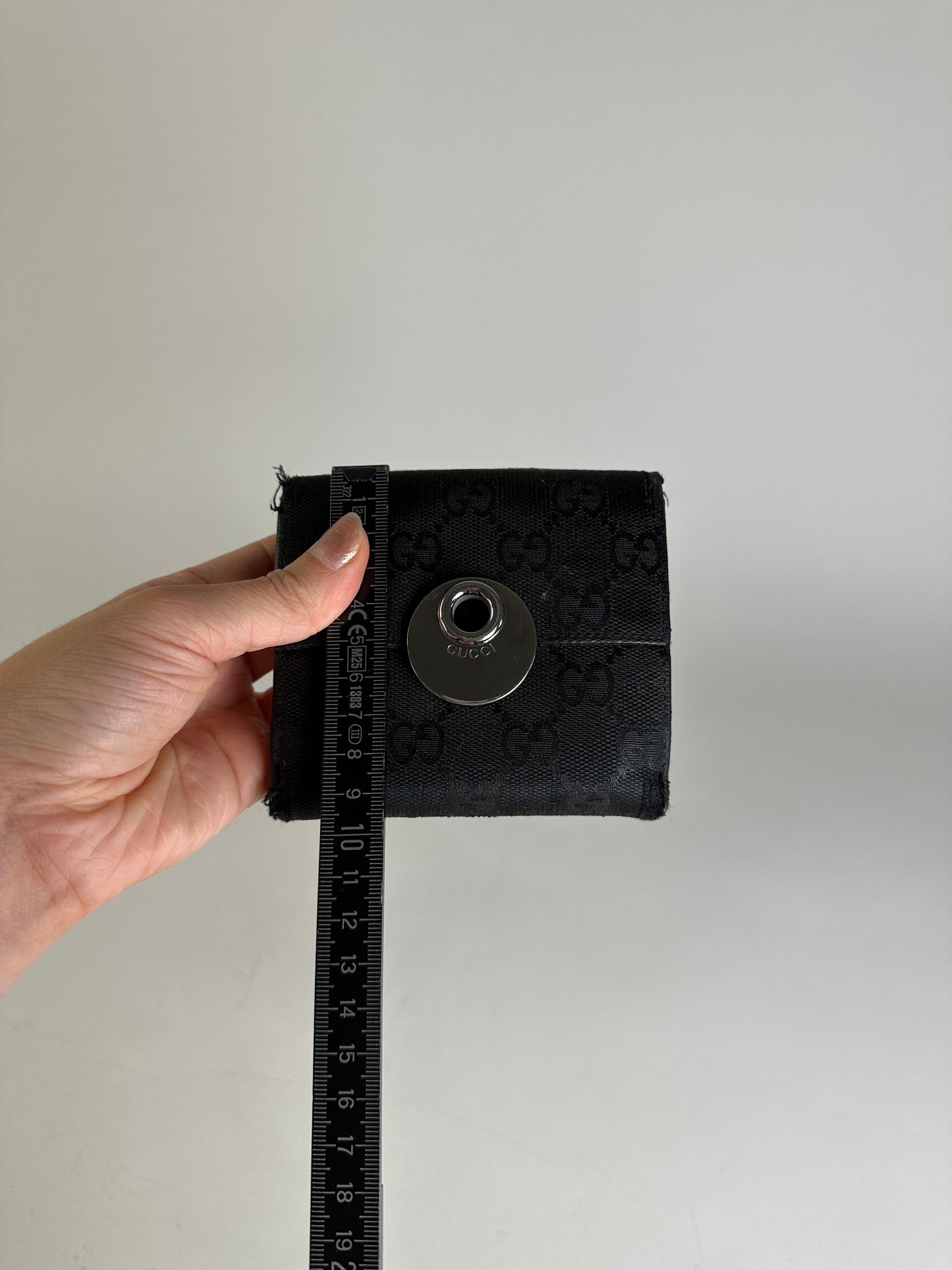 Vintage Gucci GG Canvas Wallet Black Silver