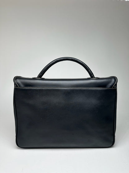 Vintage Issey Miyake Leather Briefcase black