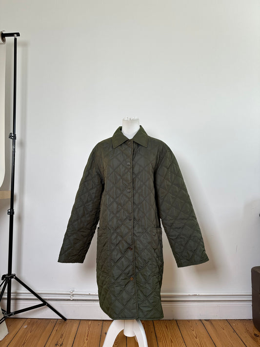 Vintage Ferragamo Nylon Blend Coat Olive Green L