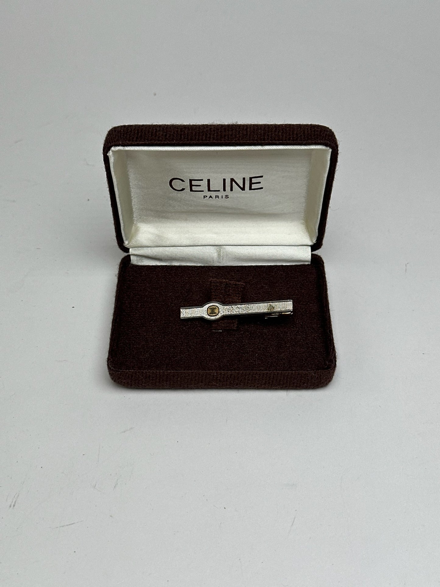 Vintage Celine money Tie clamp silver golden