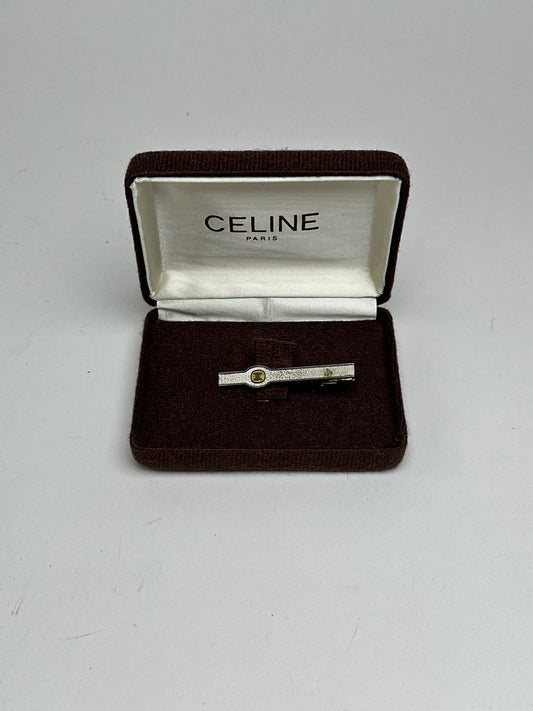 Vintage Celine money Tie clamp silver golden