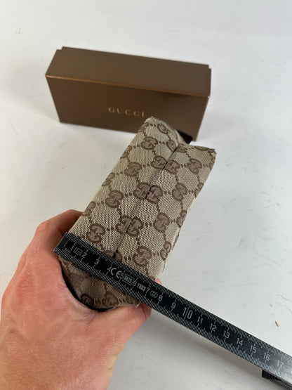 Vintage Gucci GG Monogram Coated Canvas Cosmetic Pouch Beige Brown