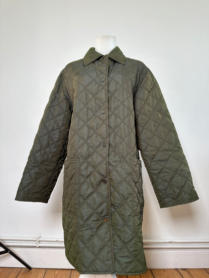 Vintage Ferragamo Nylon Blend Coat Olive Green L