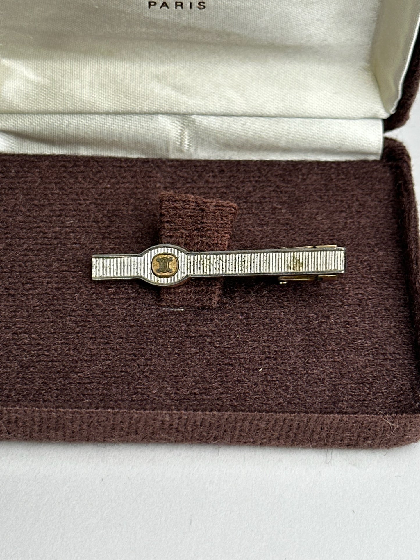 Vintage Celine money Tie clamp silver golden