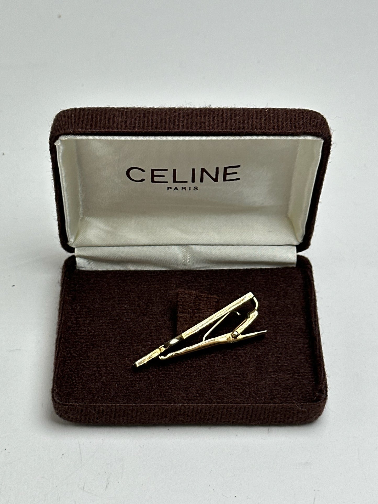 Vintage Celine money Tie clamp silver golden