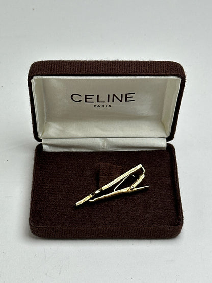 Vintage Celine money Tie clamp silver golden